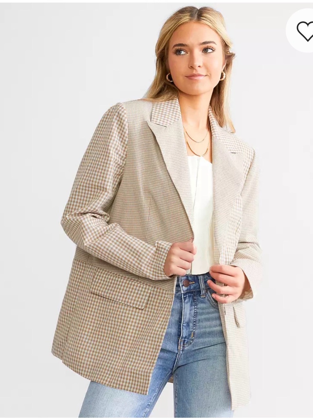 bagatelle Beige Houndstooth Blazer Jacket